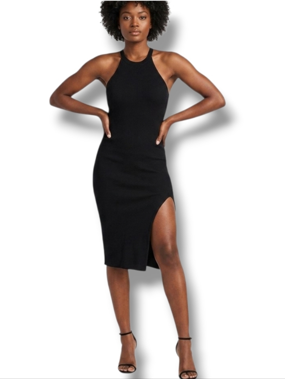 FIESTAR Women’s Black Asymmetrical Sleeveless Bodycon Dress Large